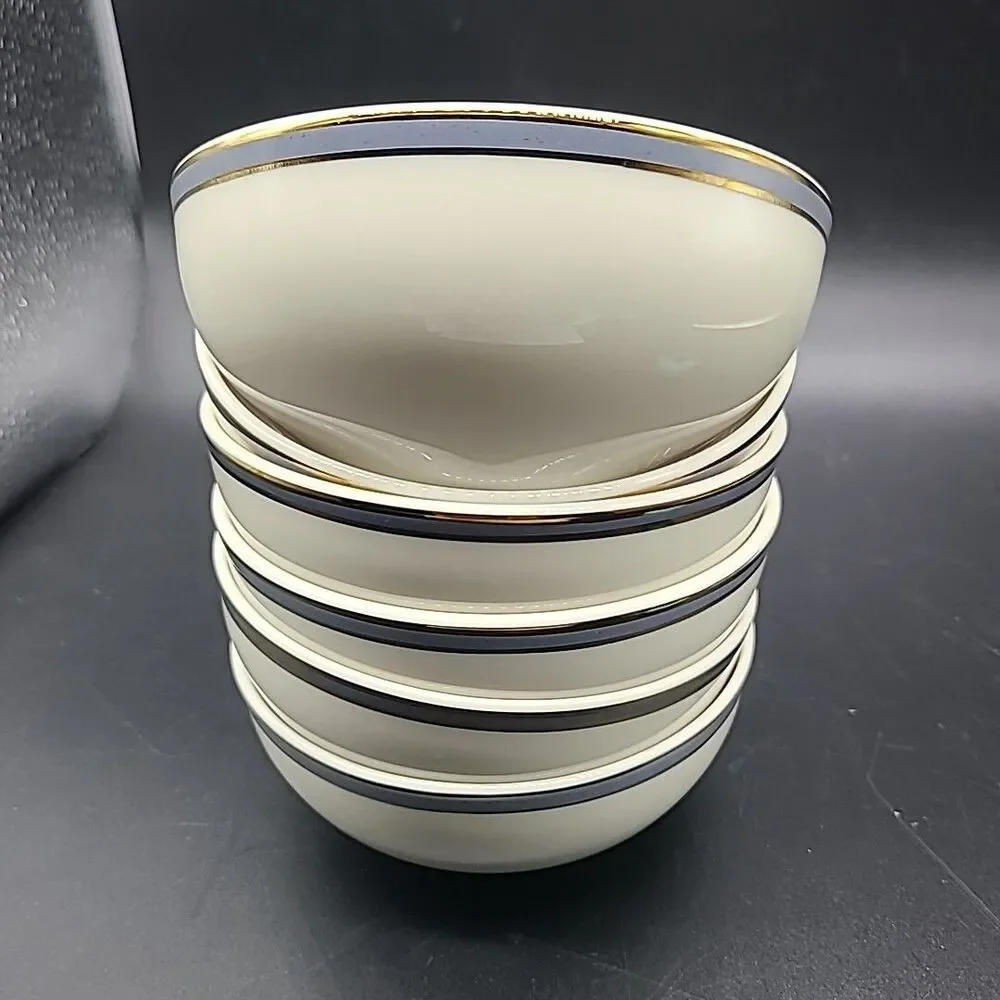 Pickard Set (6) BOWLS Fruit Dessert Snack Gray Gold Rim 4.5